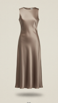 Taupe Silk Midi Dress
